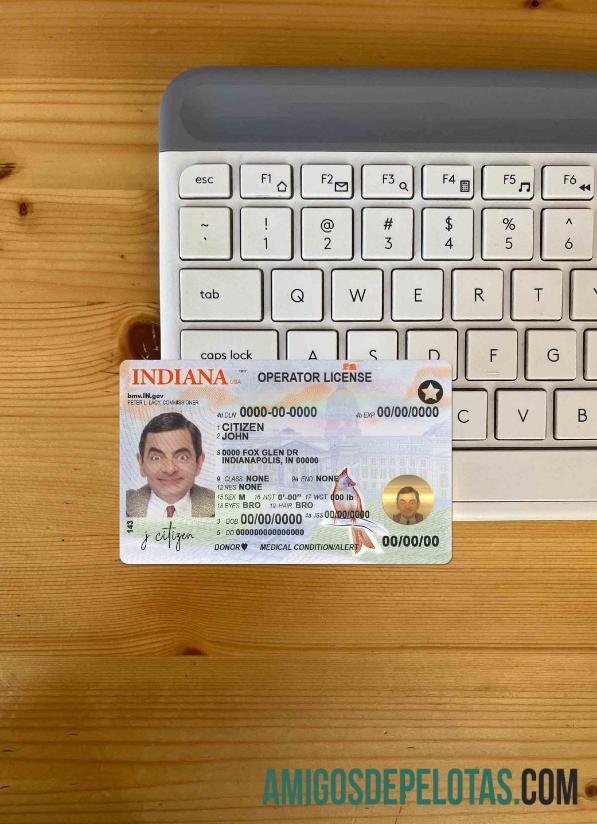 para download Modelo de carteira de motorista (operador) dos EUA Indiana em formato PSD (2019 - presente) fotolook frente